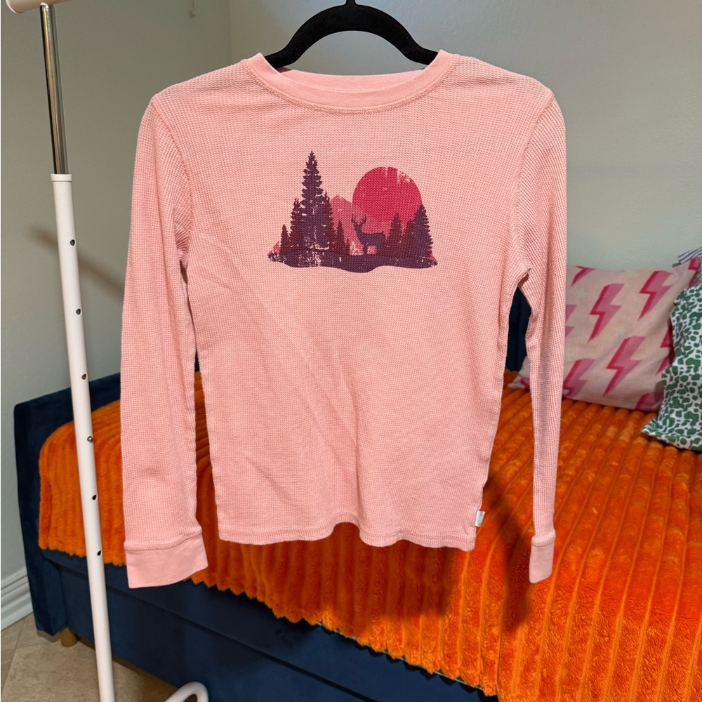 Pink Kids Shirt with Forest Print